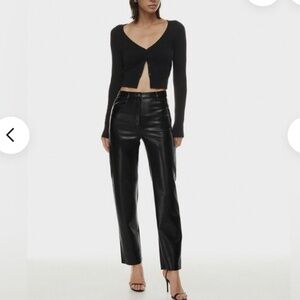 Aritzia Wilfred Melina Pant Women’s Size 0 Black Vegan Leather High Rise